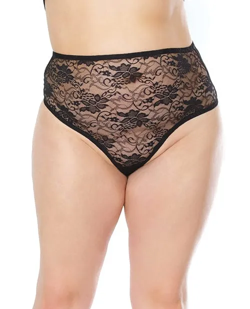 Stretch Lace High Waist Thong Black One Size Fits Most Plus Size Coquette International Teddies And Bodies Stretch Lace High Waist Thong Black One Size Fits Most Plus Size Coquette International Teddies And Bodies